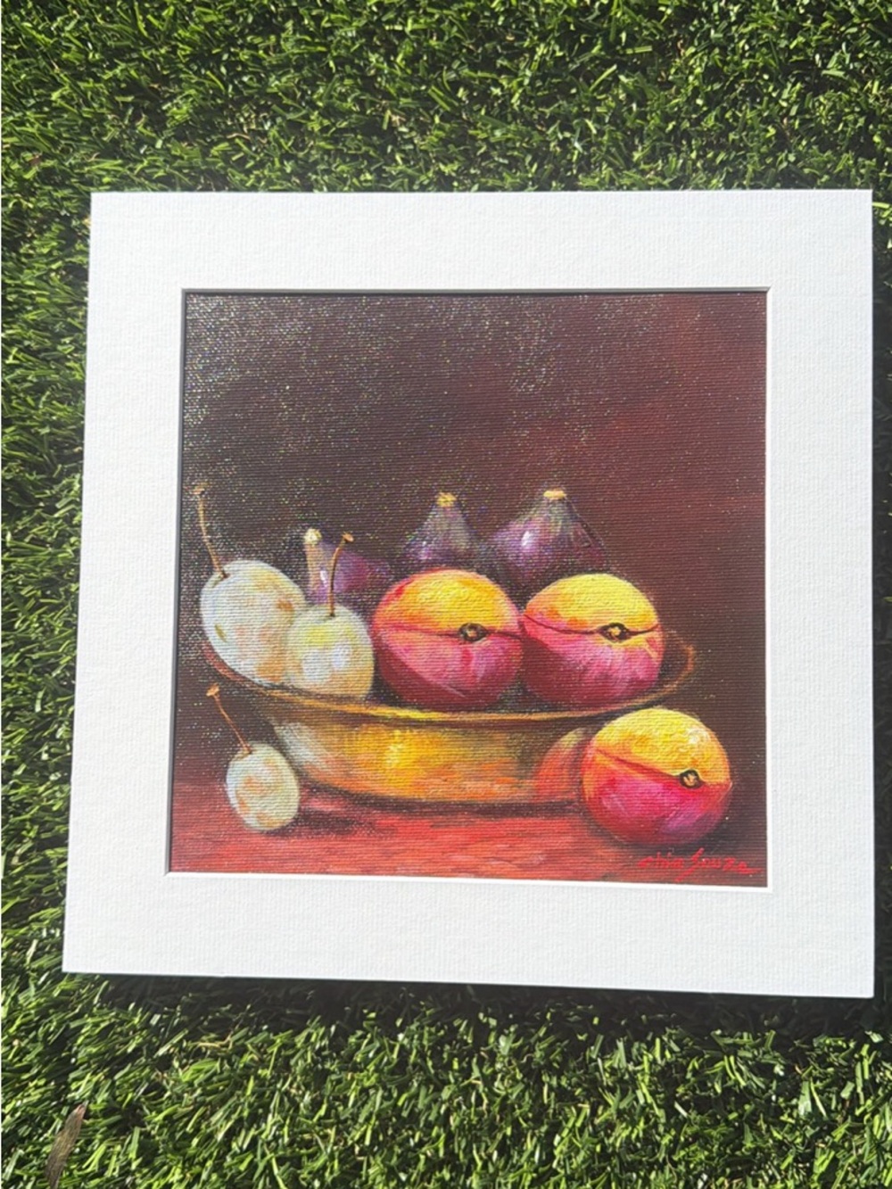 Still Life Fruit Canvas Art - Red, Yellow & Purple